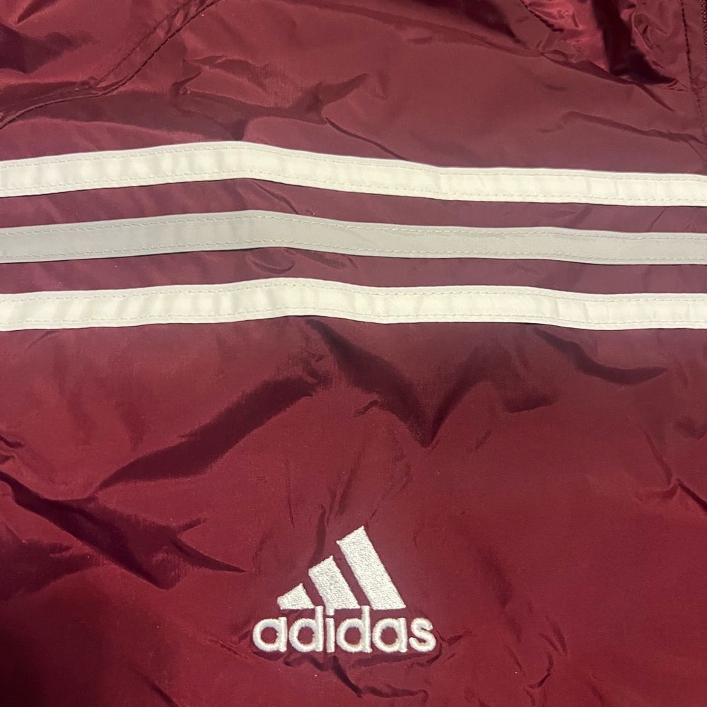 NWT Adidas Windbreaker Full Zip Jacket Vintage Retro Mens Sz 2XL Maroon 3 Stripe - Picture 5 of 14